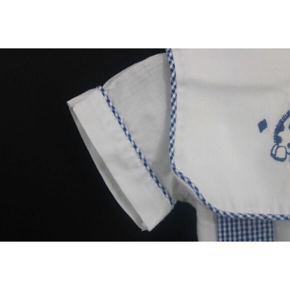 TODDLE TYKE VINTAGE BABY OUTFIT GIRAFFE EMBROIDERED GINGHAM SEERSUCKER 2PC - Picture 3 of 9